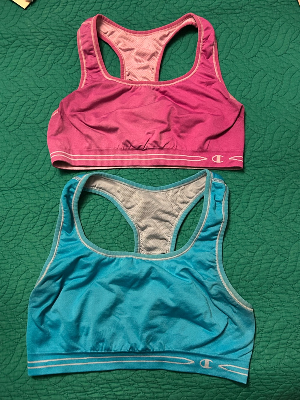 2 FOR 1 - Champion Women's Racerback Sports Swim Tops - Pink & Blue